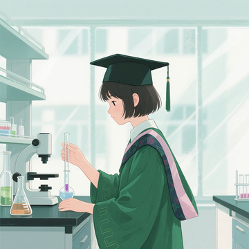 Q 版学士服女孩 毕业季可爱手绘壁纸