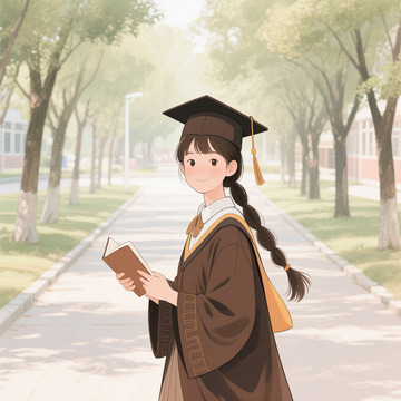 森系学士服少女 毕业季清新手绘写真