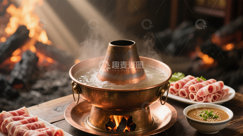 高清大图下载【趣麦麦图】传统铜锅涮肉香3