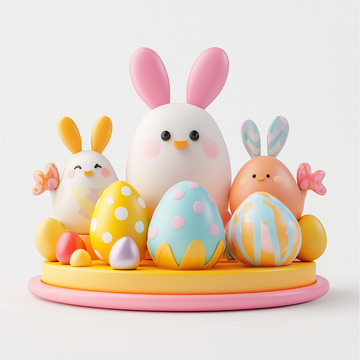 复活节彩蛋角色Ai插画海报背景高清图片素