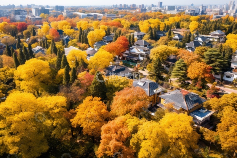 高清大图下载【趣麦麦图】秋季居民区航拍