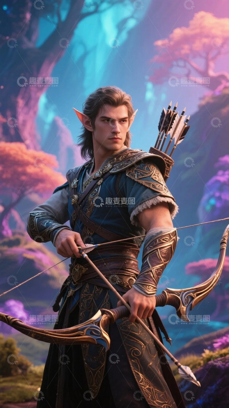 高清大图下载【趣麦麦图】奇幻森林中的精灵猎手3