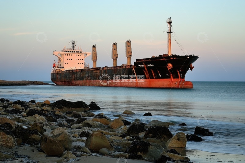 高清大图下载【趣麦麦图】海岸边的大型货运船只