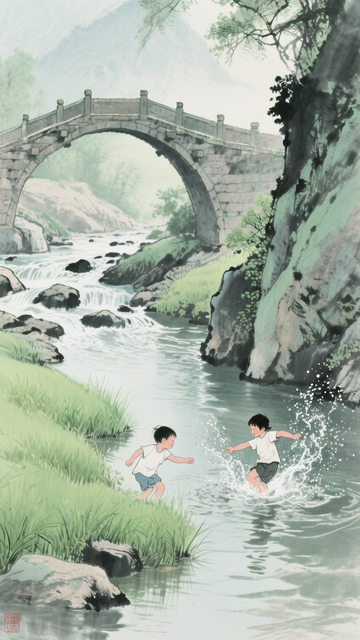 溪间童趣山水纯真2