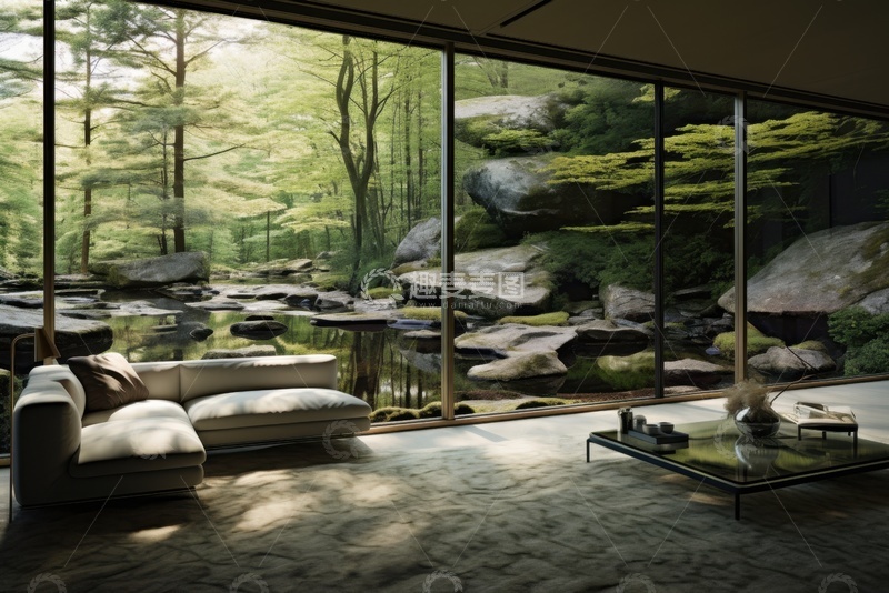 高清大图下载【趣麦麦图】 现代客厅观景空间