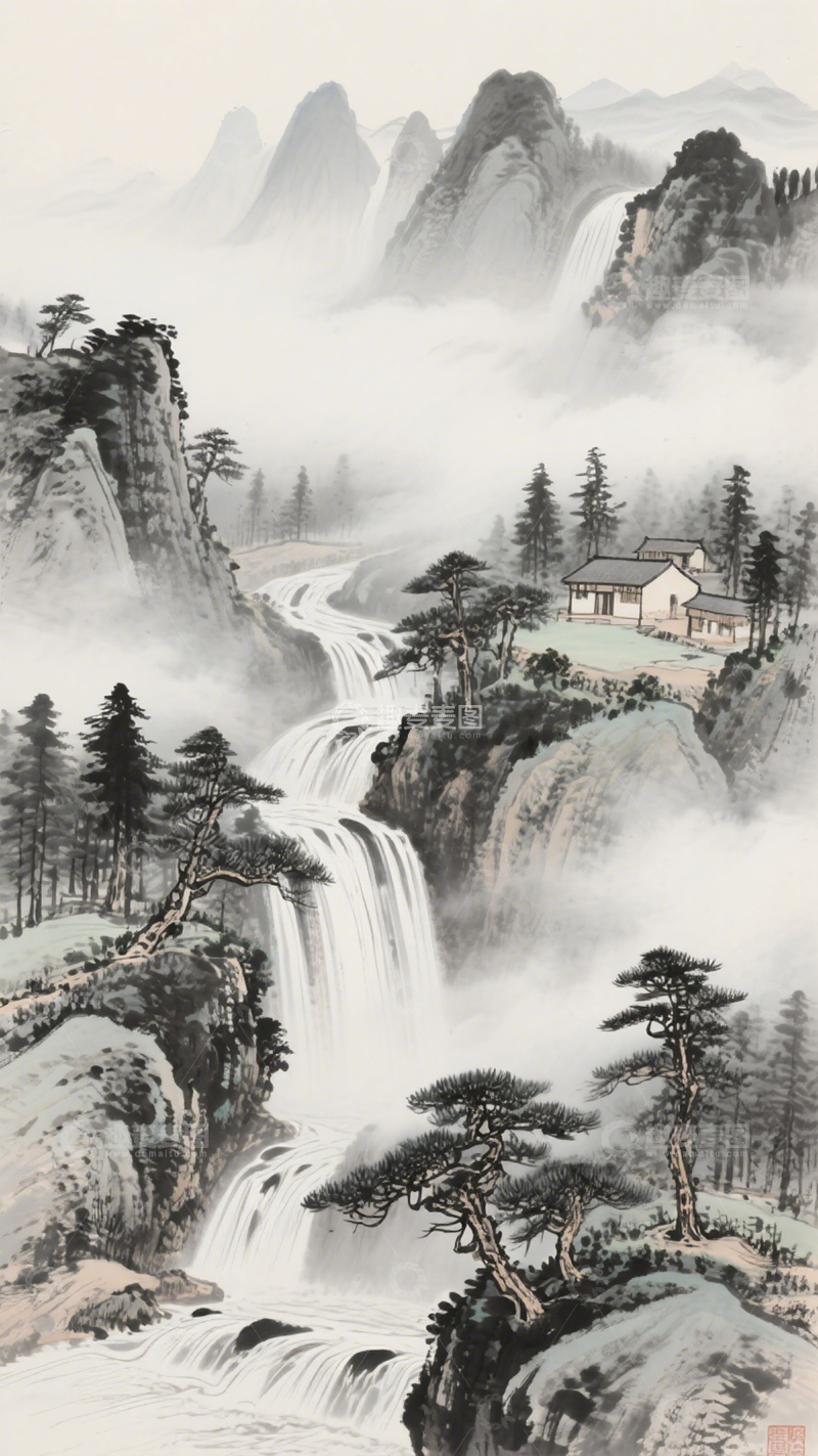 高清大图下载【趣麦麦图】意境山水人家4