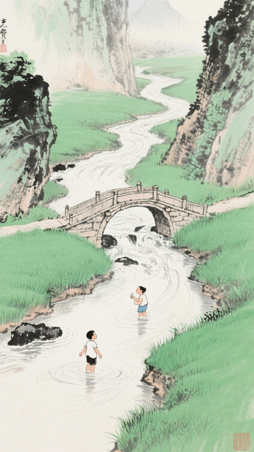 溪间童趣山水纯真4