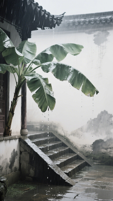 静谧雨中庭院3