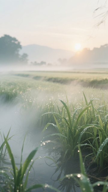 清新晨雾稻田2