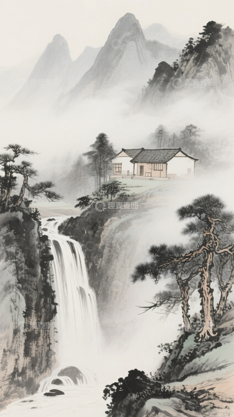 高清大图下载【趣麦麦图】意境山水人家2