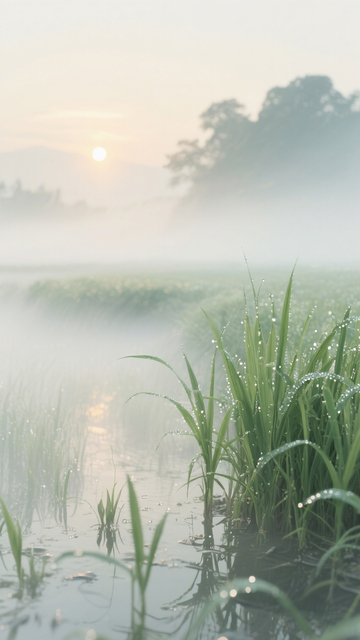 清新晨雾稻田4