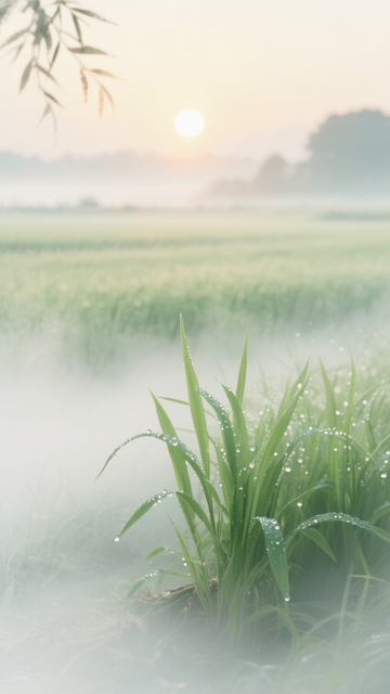 清新晨雾稻田3
