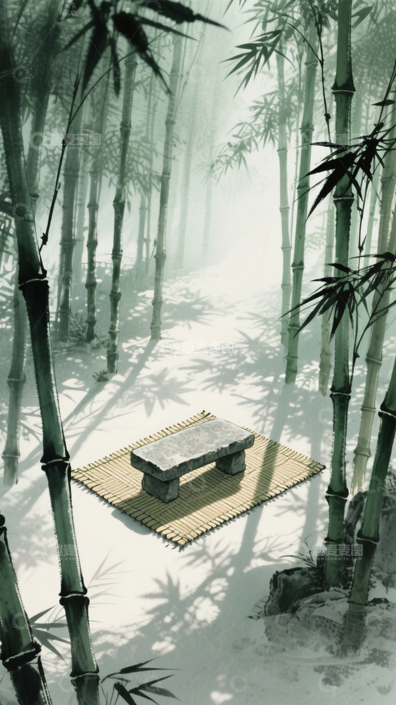 高清大图下载【趣麦麦图】竹林雅境静谧中式4