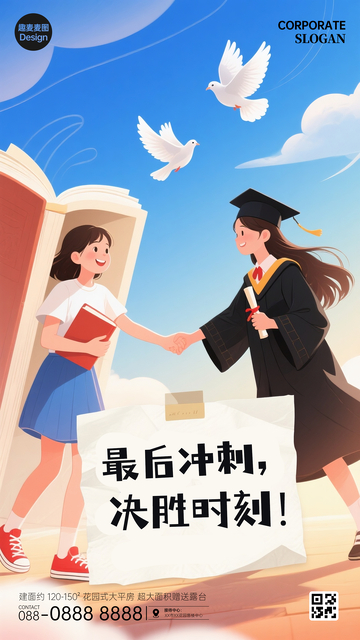 考试考研高考中考海报蓝天白云