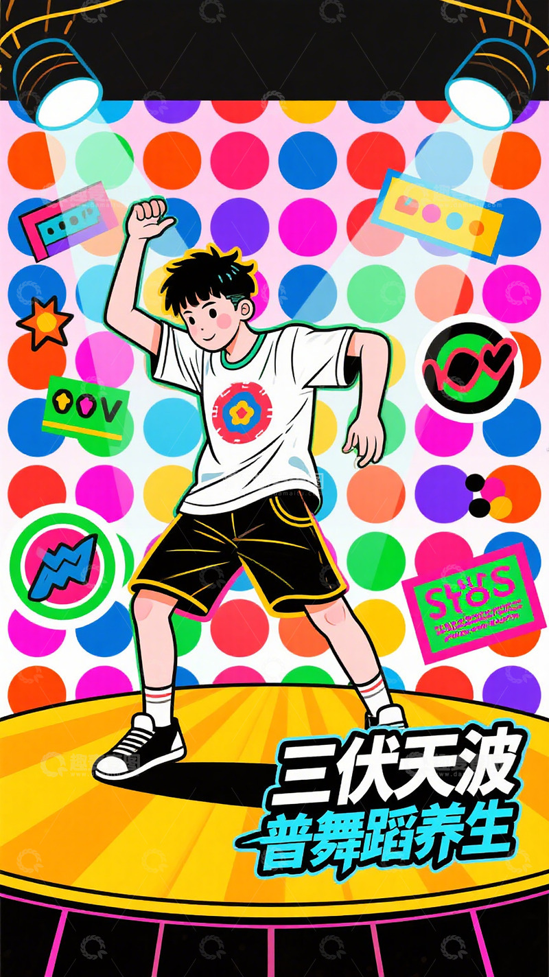高清大图下载【趣麦麦图】三伏天波普舞蹈养生