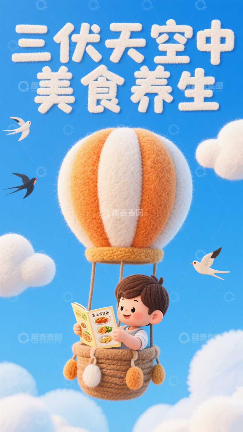 高清大图下载【趣麦麦图】三伏天空中美食养生