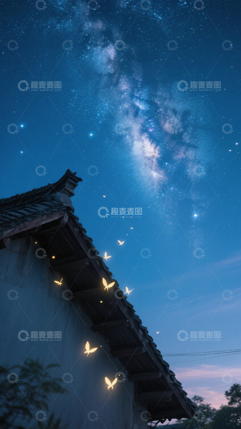 高清大图下载【趣麦麦图】浪漫星空蝶影夜4