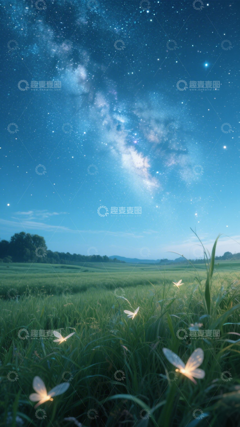 高清大图下载【趣麦麦图】浪漫星空蝶影夜1