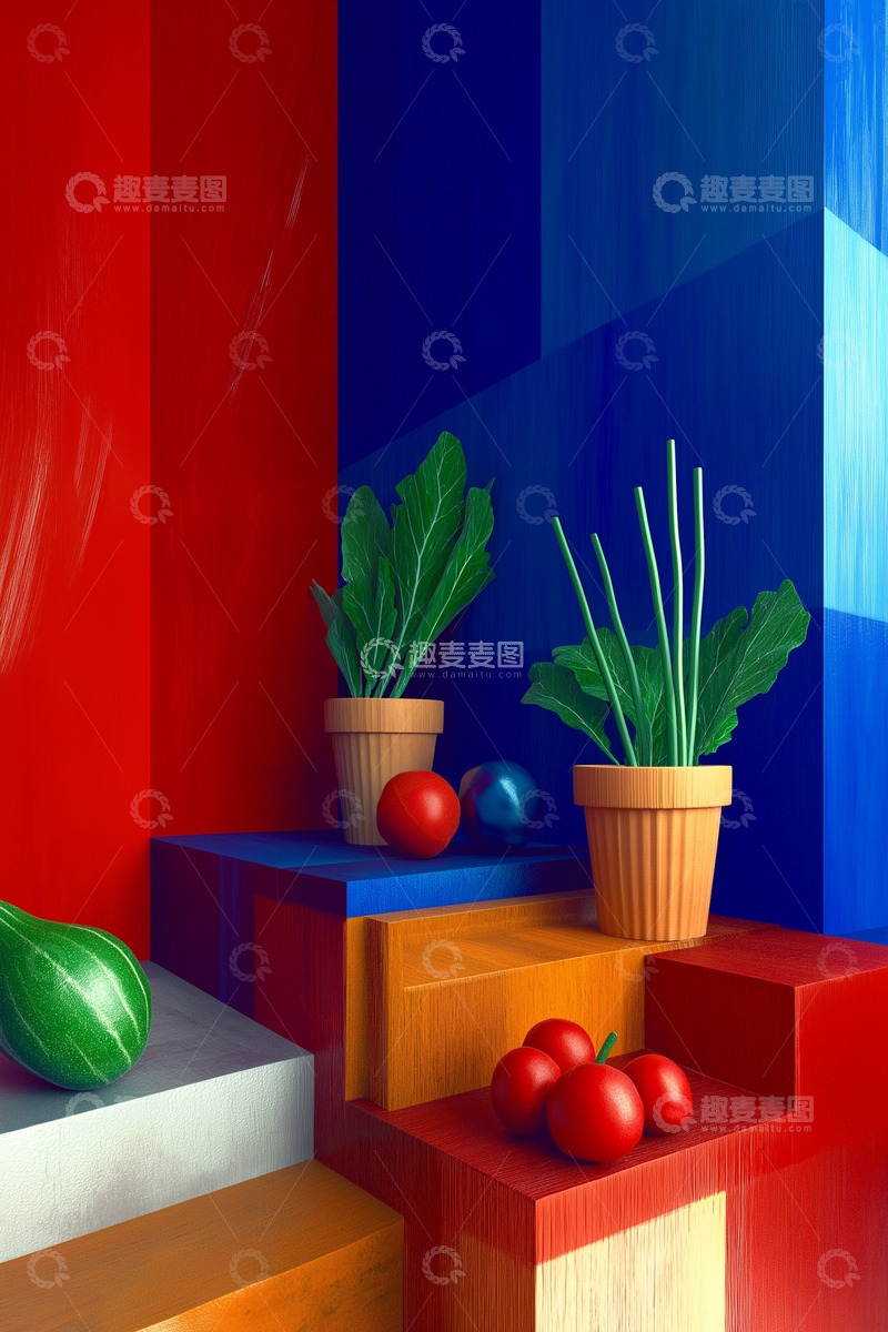 高清大图下载【趣麦麦图】艺术蔬菜摆盘Ai插画海报背景高清图片素材