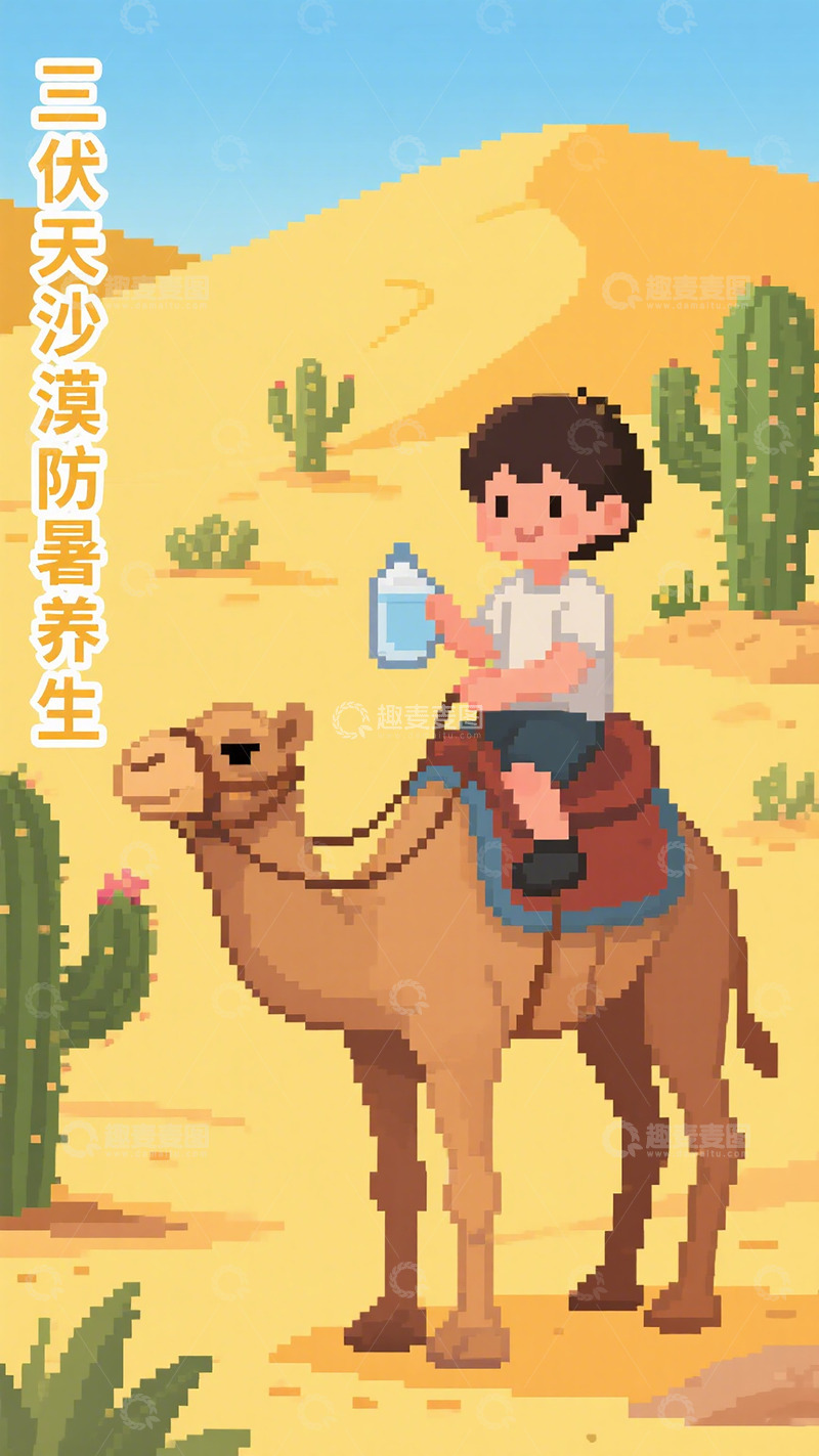 高清大图下载【趣麦麦图】三伏天沙漠防暑养生