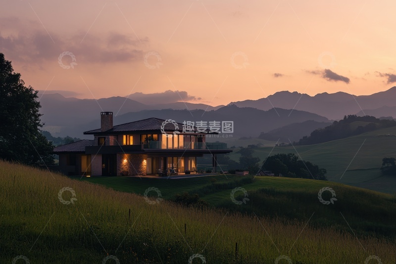 高清大图下载【趣麦麦图】现代山间别墅