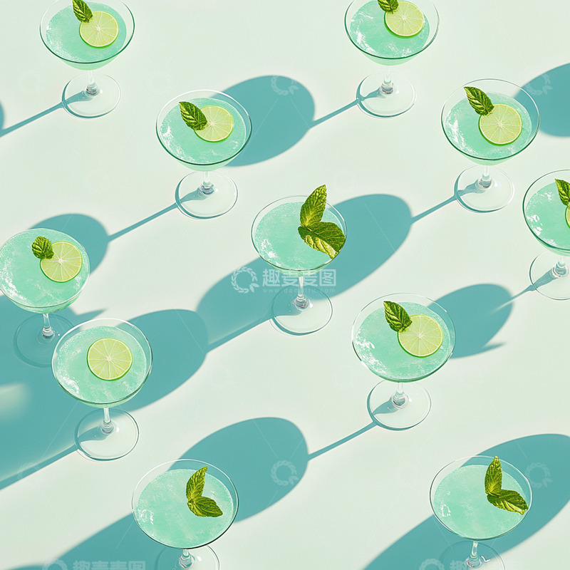 高清大图下载【趣麦麦图】优雅的鸡尾酒杯Ai插画海报背景高清图片素