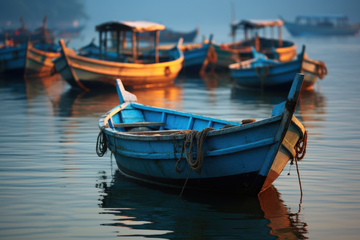 停靠在海上的渔船