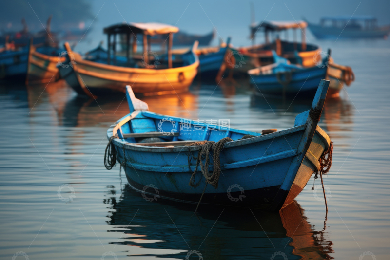 高清大图下载【趣麦麦图】停靠在海上的渔船