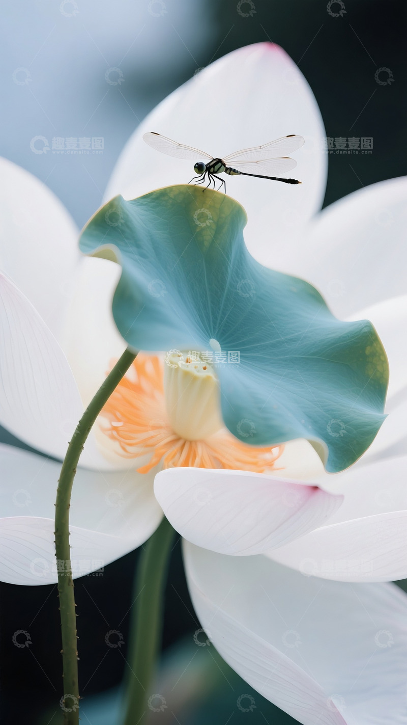 高清大图下载【趣麦麦图】荷花与蜻蜓3