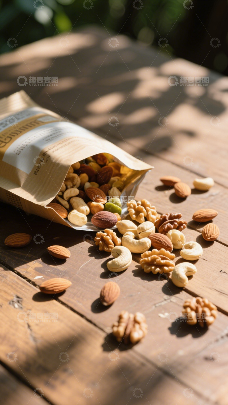 高清大图下载【趣麦麦图】袋装多样混合坚果1