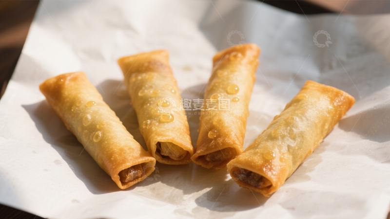 高清大图下载【趣麦麦图】金黄酥脆油炸春卷4
