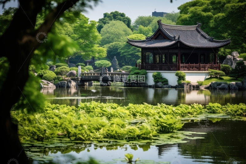 高清大图下载【趣麦麦图】中式园林古典亭台