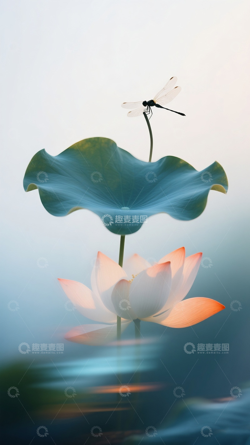 高清大图下载【趣麦麦图】荷花与蜻蜓