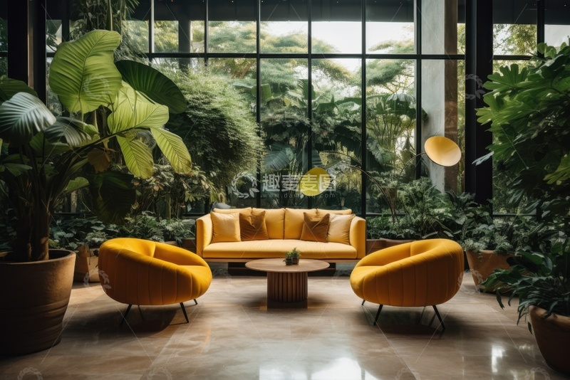 高清大图下载【趣麦麦图】 生态会客厅室内建筑
