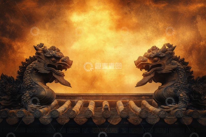 高清大图下载【趣麦麦图】中式屋脊神兽 