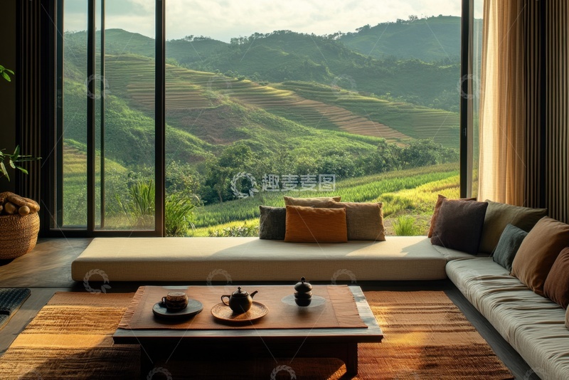 高清大图下载【趣麦麦图】现代民宿客厅室内景观