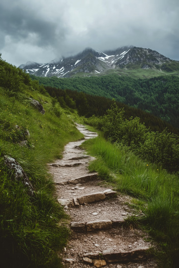 静谧的山岳景致AI插画摄影照片高清图片素