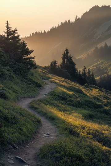 日落时分的静谧山岳AI插画摄影照片高清图1