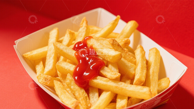高清大图下载【趣麦麦图】金黄薯条配番茄酱3