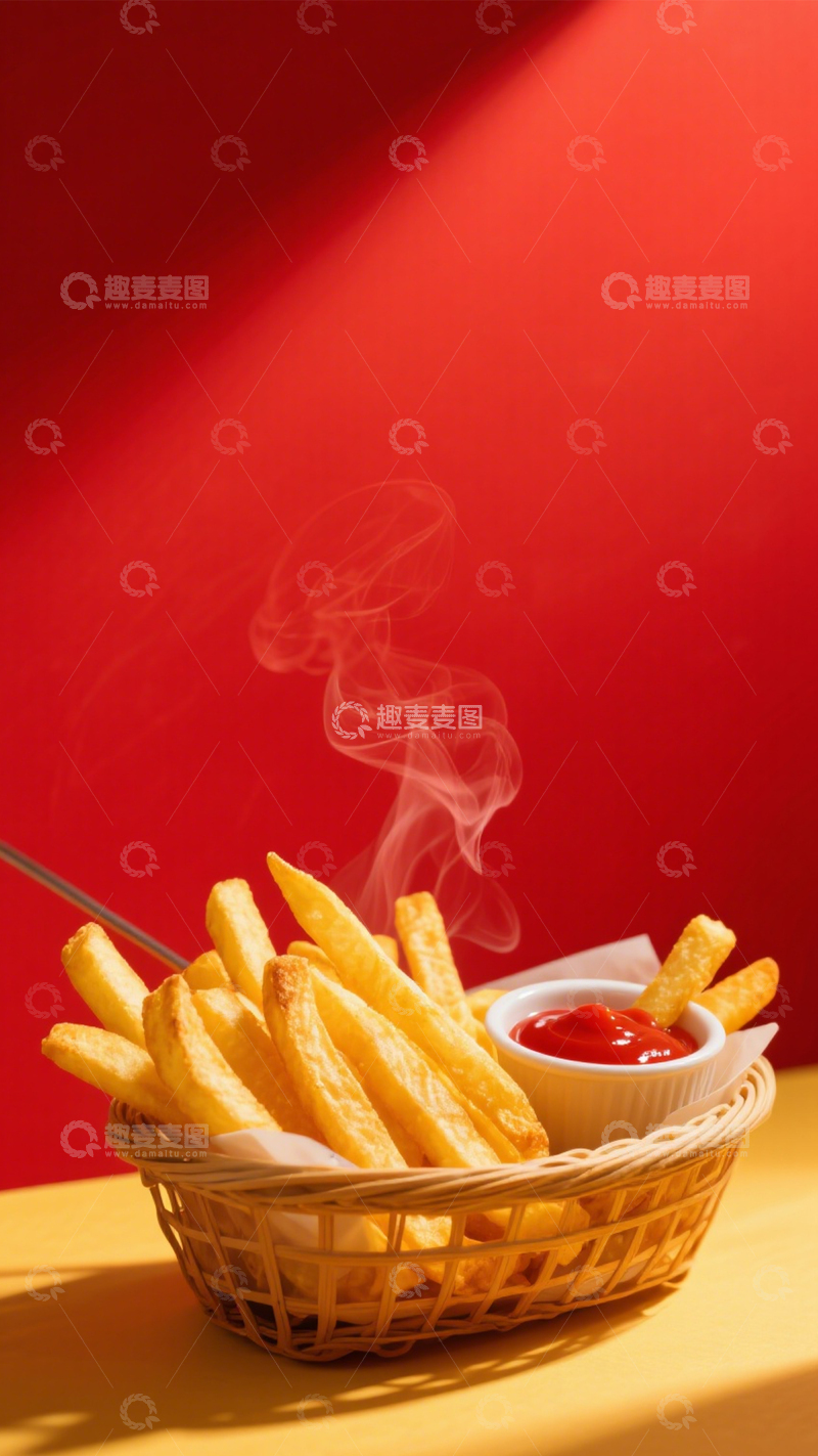 高清大图下载【趣麦麦图】金黄薯条配番茄酱2