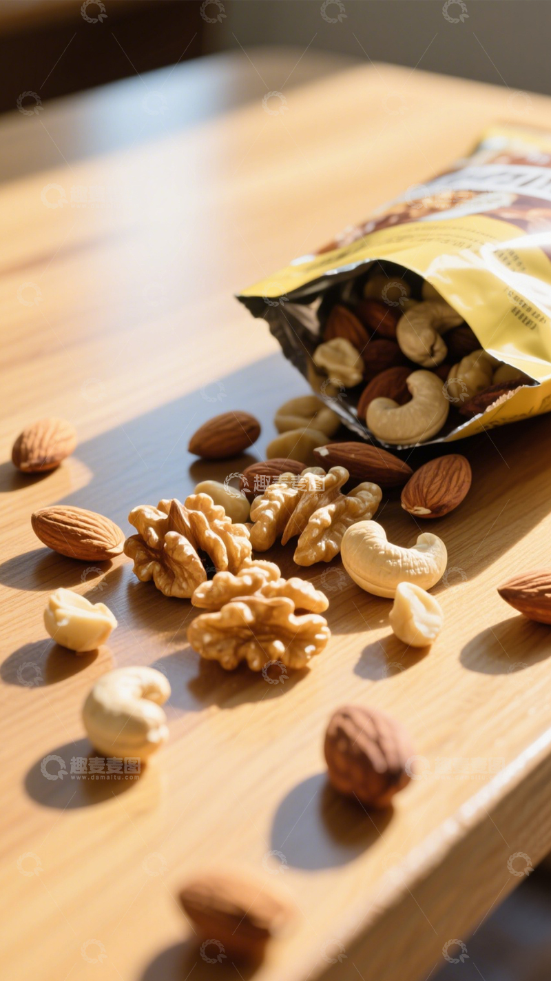 高清大图下载【趣麦麦图】袋装多样混合坚果2
