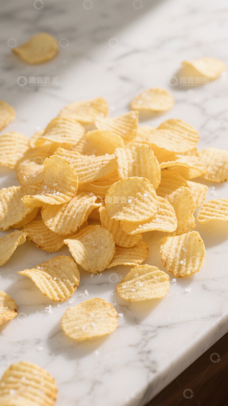 高清大图下载【趣麦麦图】堆叠酥脆波纹薯片1