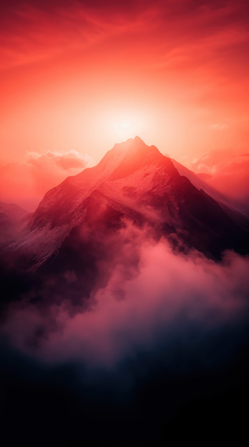 日出日落时的壮丽山岳AI插画摄影照片高清