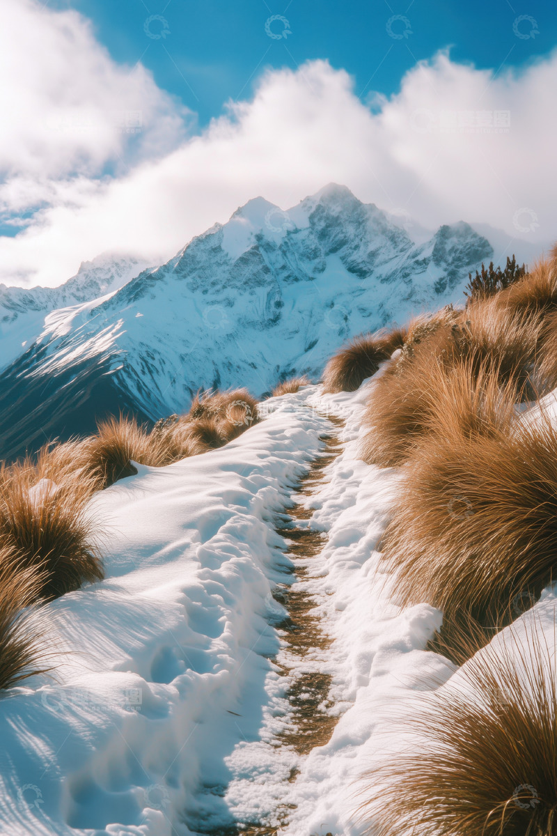 高清大图下载【趣麦麦图】静谧的山岳景致AI插画摄影照片高清图片素1