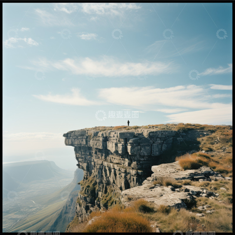 高清大图下载【趣麦麦图】高原边缘的孤独AI插画摄影照片高清图片素