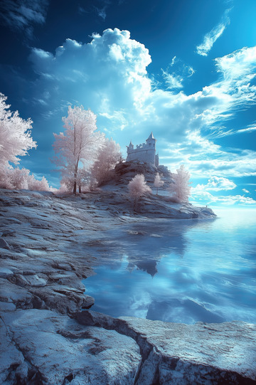 宁静的城堡景观AI插画摄影照片高清图片素