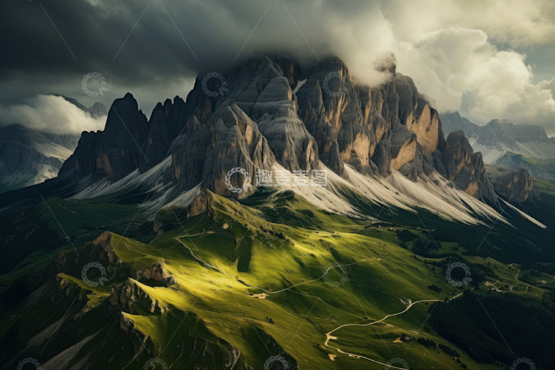 高清大图下载【趣麦麦图】壮美的山岳雄伟AI插画摄影照片高清图片素