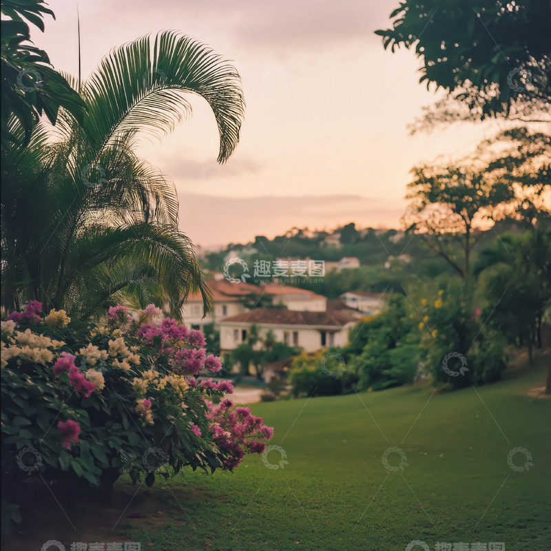 高清大图下载【趣麦麦图】宁静的日落风景AI插画摄影照片高清图片素1