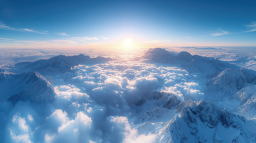 雪山日出AI插画摄影照片高清图片素材