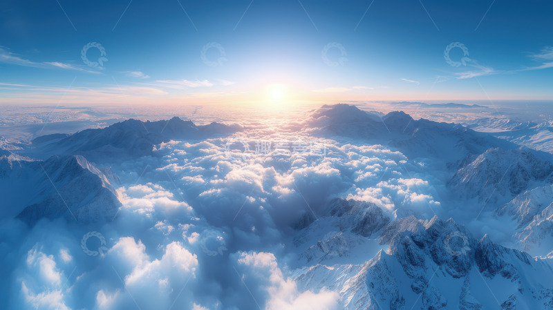 高清大图下载【趣麦麦图】雪山日出AI插画摄影照片高清图片素材
